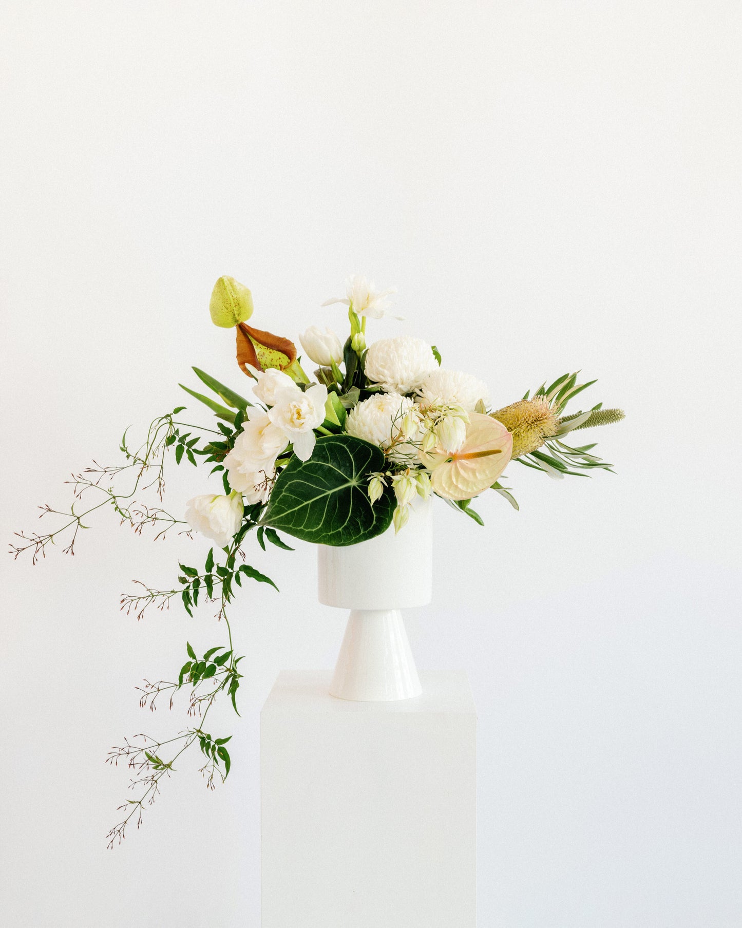 All White Floral Arrangement – Modern & Sculptural