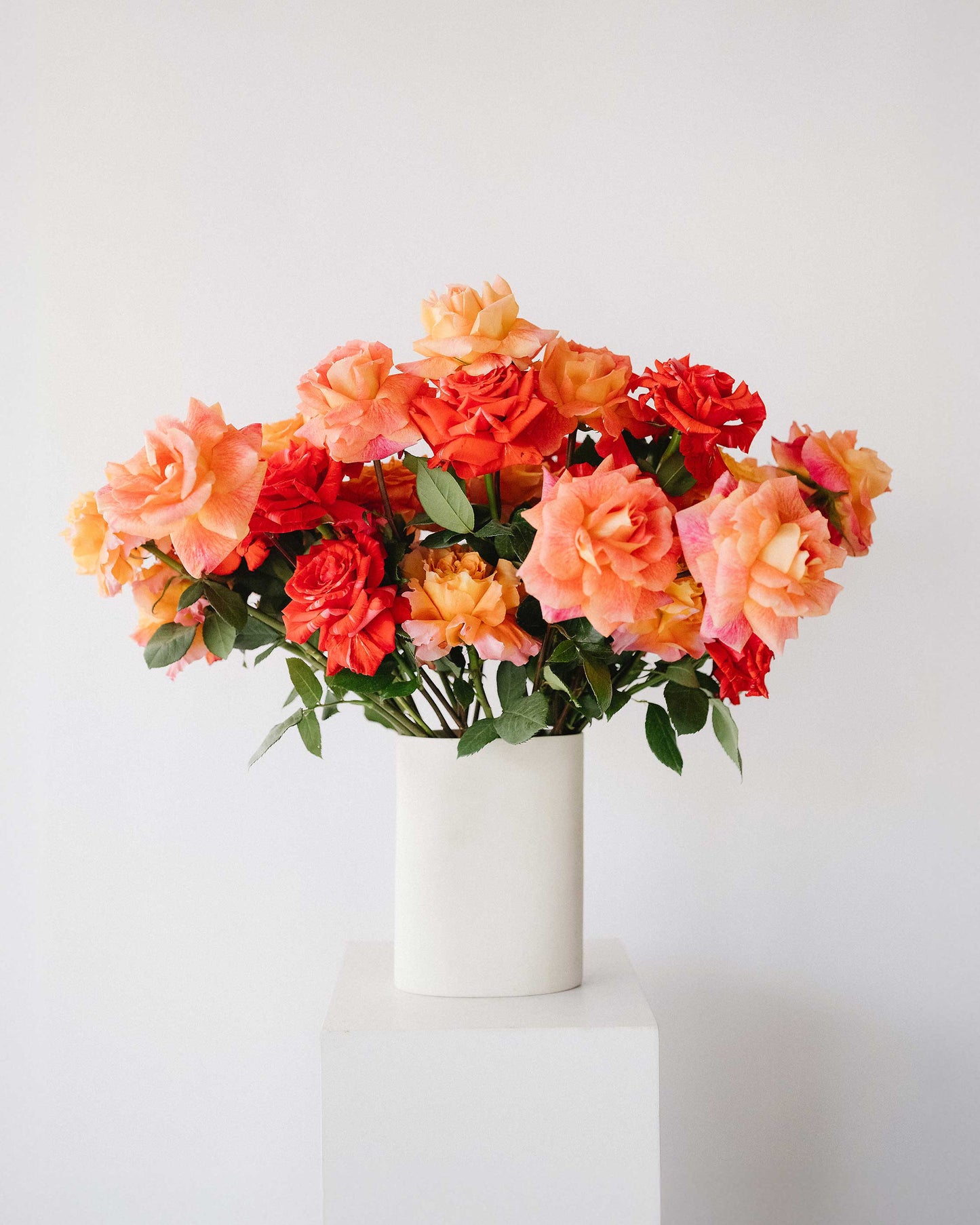 Valentine's Day Orange & Red Roses Flower Bunch